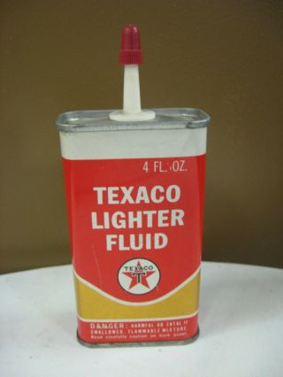 Vintage Texaco Lighter Fluid Can 4oz.  Steel = Empty