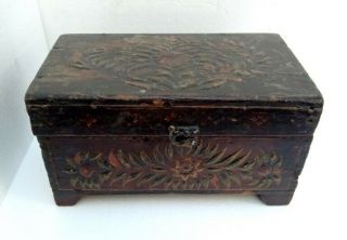 Antique Embossed Floral Painting Wooden Merchant Treasure Trunk Box Litho Print