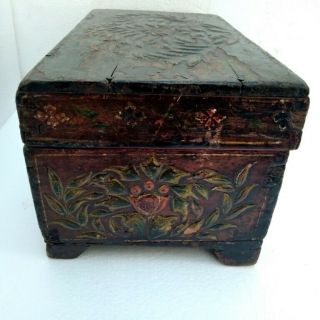 Antique Embossed Floral Painting Wooden Merchant Treasure Trunk Box Litho Print 3