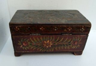 Antique Embossed Floral Painting Wooden Merchant Treasure Trunk Box Litho Print 4