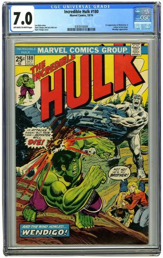 Incredible Hulk 180 Cgc 7.  0 Marvel Comic Key 1st Brief Wolverine App