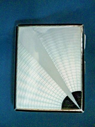 Vintage Art Deco Guilloche Enamel Solid Silver Cigarette Case Birmingham 1932