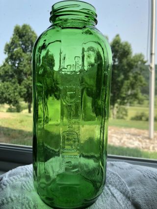 Emerald Green Glass Juice / Water 40 oz.  Jar No Lid 3