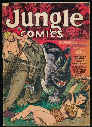 Jungle Comics No.  38 1943 Fiction House Comic Book Sexy Gga Cover Kaanga
