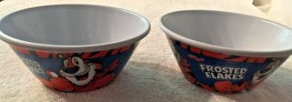 2007 Kelloggs Frosted Flakes Tony The Tiger Cereal Bowls 6 1/2 " Plastic Set Of 2