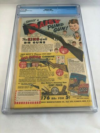 Batman Comic 1950 Oct - Nov No.  61 CGC 5.  0 OFF - WHITE TO WHITE PAGES (Key Issue) 2