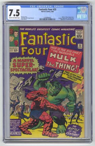 Fantastic Four 25 Cgc 7.  5 Marvel Comic Key Hulk Vs Thing 2nd Cap