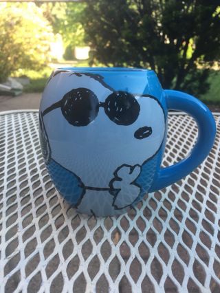 Peanuts Snoopy Joe Cool Blue Oval Ceramic Coffee Mug Cup Large 18 Ounces