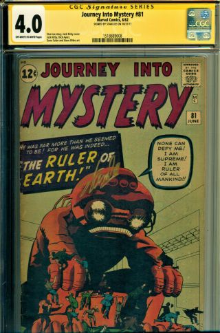 Journey Into Mystery 81 Cgc 4.  0 Ss Signed By Stan Lee 1 0f 3 Signed Copies