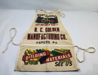 Vintage Nail Carpenter Advertising Apron Hc Gulden Aspers Pa Old Phone