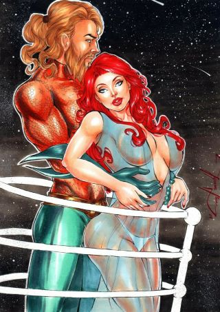 Aquaman And Mera (09 " X12 ") By Jeferson Lima - Ed Benes Studio