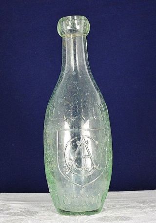 Antique Torpedo Aqua Green Glass Bottle Caley Norwich Old Find Vintage