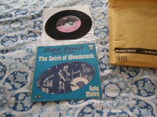 Shakin Stevens And The Sunsets7 ".  The Spirit Of Woodstock P/sleeve Pink Elephant