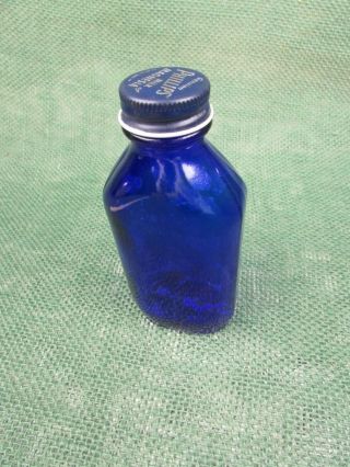 Phillips Milk Of Magnesia Bottle,  Cobalt Blue 5 " Tall W/cap