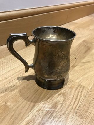 Vintage Metal Tin Beer Mug Tankard Cup Drinks Collectors Engraved