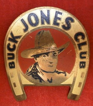 1930 - 40’s BUCK JONES CLUB - Cowboy/horses Radio Premium Pin/Badge - 3