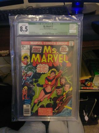 Ms.  Marvel 1 1st Appearance Carol Danvers As Ms Marvel Cgc 8.  5 White Qualified