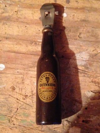 Guinness Stout Beer Bottle Opener - Vintage Wooden Handle 120218