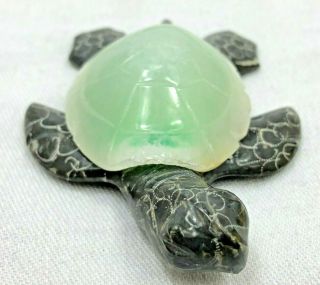 Sea Turtle Hand Carved Natural Stone Green & Black Beach Home Decor