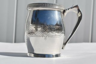 Antique Sterling Silver Engraved Drinking Mug/cup