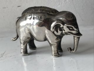 Antique Solid Silver Elephant Pin Cushion Birmingham - W J Myatt 1908