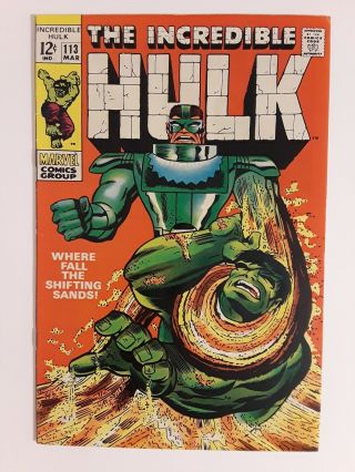 Incredible Hulk 113 (vf - 7.  5) 1969 Sandman Battles The Hulk Silver Age Marvel