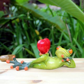 Novelty Frog Doll Figurines " Waiting For Cupid Frog " Sculpture Desk Decor Gift