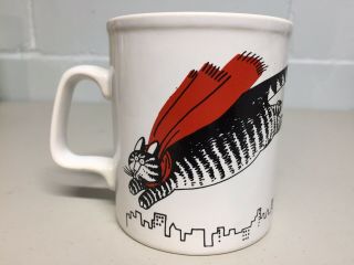 Vintage Kiln Craft B Kliban Hero Red Flying Cat Coffee Mug Made In England