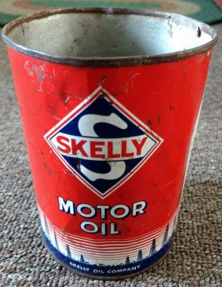 1950s? Skelly Motor Oil Red Quart Can.  Cool