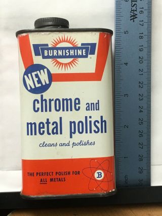 Vintage Burnishine Chrome And Metal Polish Can (empty)