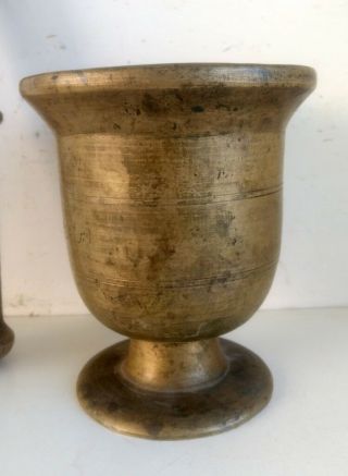 1850 ' s Antique Old Hand Carved Bronze Brass Spice Grinding Mortar Pestle Pot 5