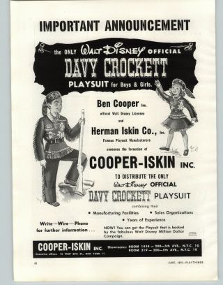 1955 Paper Ad Ben Cooper Iskin Davy Crockett Costumes Classy Holster Set Cap Gun