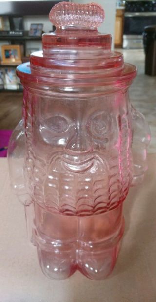 Mr Peanut Pink Depression Glass Cookie Jar Peanut Jar 13 " Tall