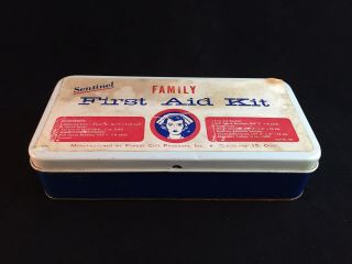Vintage Sentinel Family First Aid Kit Made In Cleveland Ohio