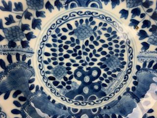 18th C.  KANGXI CHINESE BLUE AND WHITE DISH GRASS MARK IN UNDERGLAZE BLUE DOUBLE 2