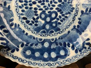 18th C.  KANGXI CHINESE BLUE AND WHITE DISH GRASS MARK IN UNDERGLAZE BLUE DOUBLE 5