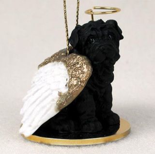 Shar Pei Ornament Angel Figurine Hand Painted Black