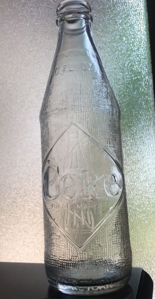 Coca Cola Coke Diamond Embossed Logo Straight Side 10oz Soda Bottle