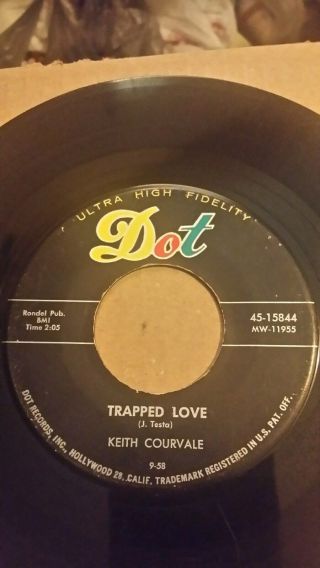 Keith Courvale " Trapped Love " 1958 Dot Records 45 - 15844 Rockabilly 45