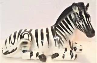 Vintage Ceramic Art Pottery Zebra Safari Animal Statue Sculpture Figurine