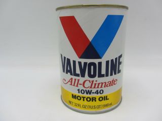 Vintage 1 Quart Valvoline All Climate 10w - 40 Motor Oil Cardboard Can