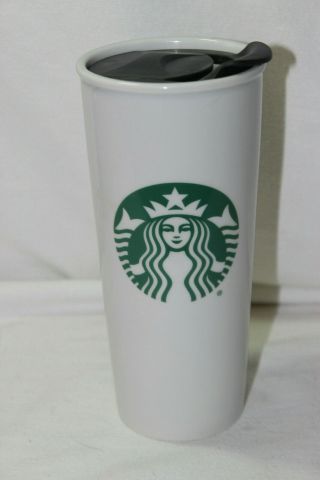 Starbucks Coffee White Green Mermaid 16 Oz Ceramic Travel Mug Tumbler