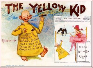 1896 The Yellow Kid Smoke Vintage Cigar Tobacco Box Crate Inner Label Print