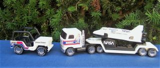 Buddy L Nasa Discovery Shuttle,  Truck,  Trailer,  And Jeep Vintage Early 1980 
