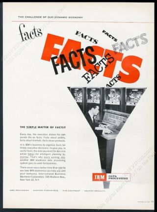 1956 Ibm Computer System Photo Facts Modern Graphic Design Vintage Print Ad