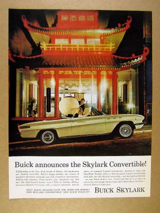 1962 Buick Skylark Convertible Chinese Pagoda Color Photo Vintage Print Ad
