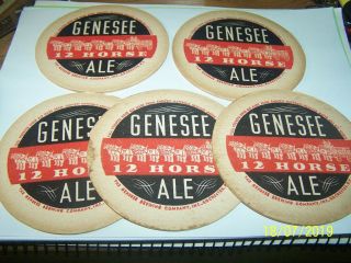 5 Vintage Genesee 12 Horse Ale Coasters - Rochester,  Ny