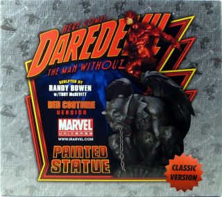 Bowen Designs Classic Red Daredevil On Gargoyle 18 " Statue Not Sideshow