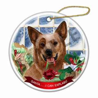 Australian Cattle Dog Red Tick Howliday Porcelain China Dog Christmas Ornament