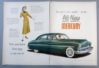 1949 Mercury 4 Door Green Sedan 2 Pg Ad All Mercury